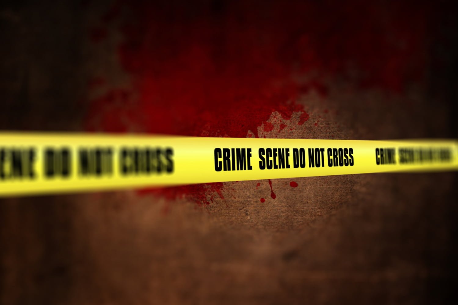 3d render crime scene tape against defocussed background