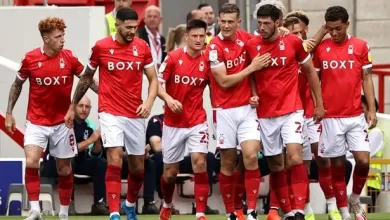 0 Scott McKenna second right celebrates scoring for Nottingham Forest against Bournemouth