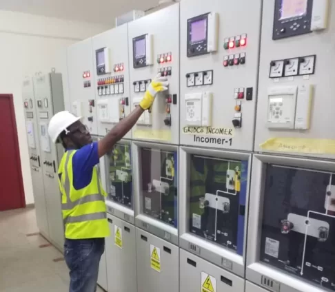 One of the ECG engineers operating the new feeder from the Aflao Bulk Supply Point e1688761221827 486x424 1 jpeg