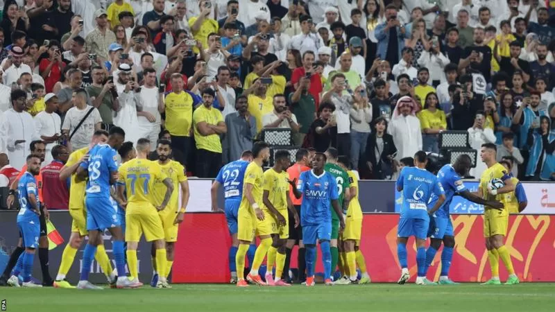 Ronaldo's (far right) clash with Ali Al Bulayhi sparked a melee involving both sets of players