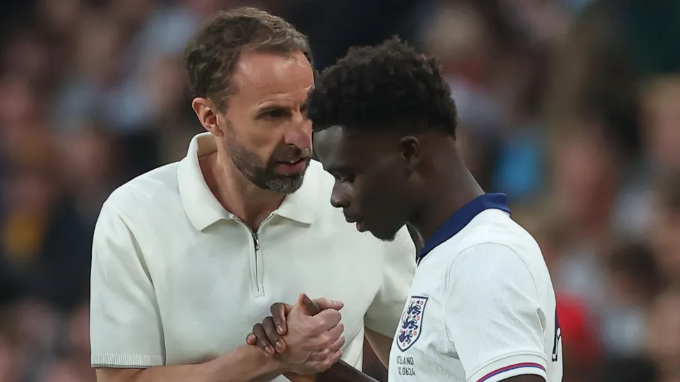 Gareth Southgate introduced Bukayo Saka off the England bench against Iceland