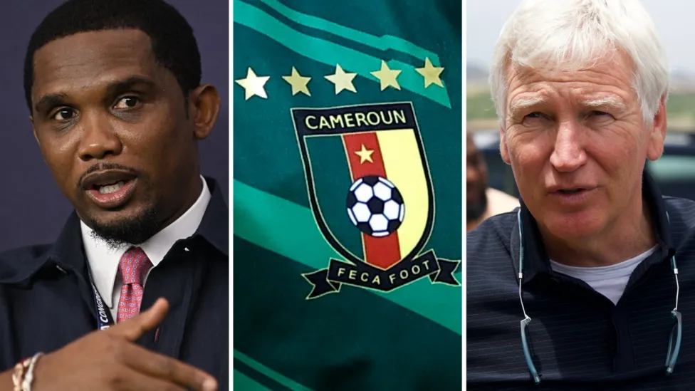 Fecafoot president Samuel Eto'o (left) did not initially accept the appointment of Marc Brys as Cameroon coach