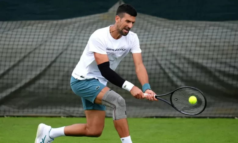 Djokovic trained with a support bandage on his right knee on Monday
