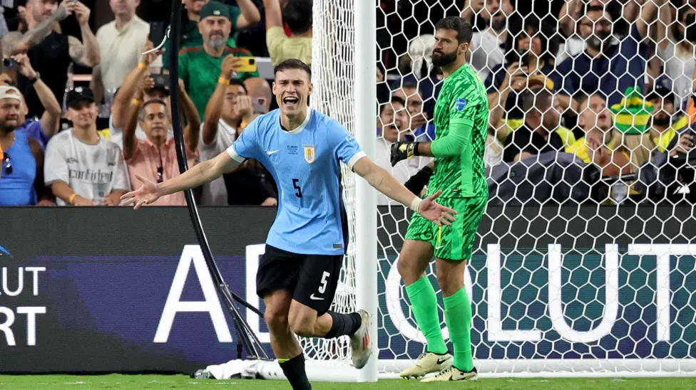 Manuel Ugarte beat Liverpool goalkeeper Alisson to seal victory for Uruguay