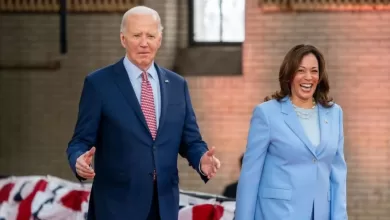 President Biden and Vice-President Harris presented a united front to Democrats on Wednesday (file image)