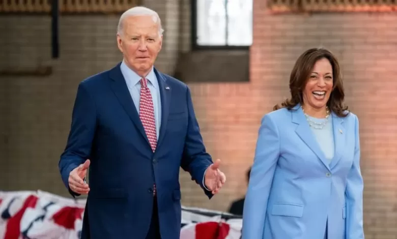 President Biden and Vice-President Harris presented a united front to Democrats on Wednesday (file image)