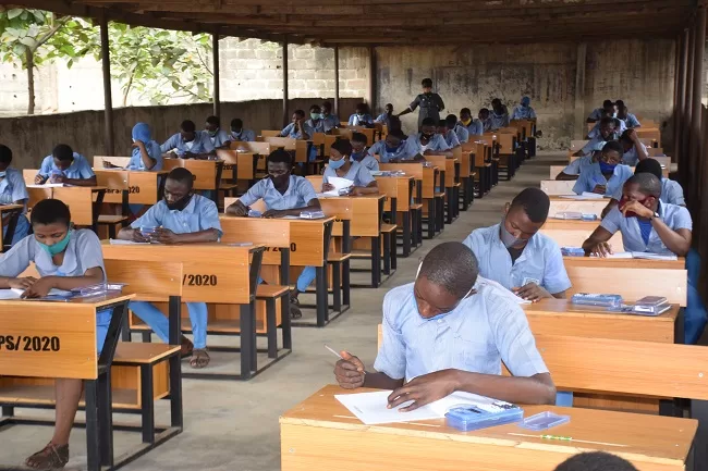 Some WASSCE students writing exam