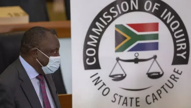South African President Cyril Ramaphosa appears on behalf of the ruling African National