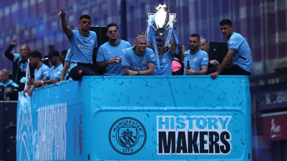 Manchester City are the first English club to win four consecutive top-flight titles