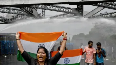 Police used water cannons to disperse protesters