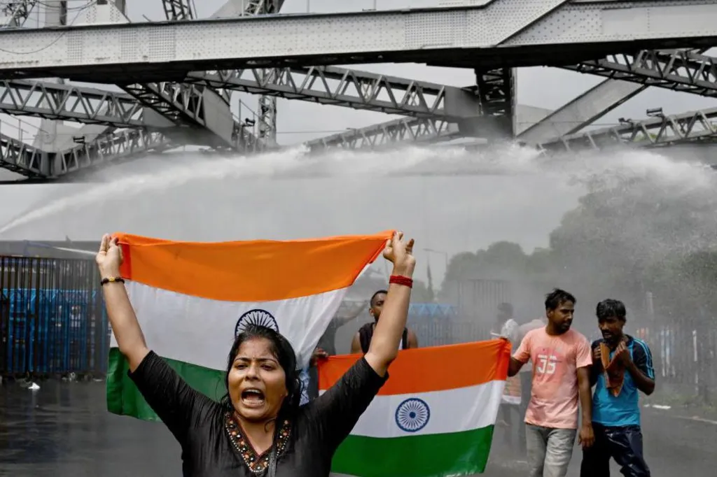 Police used water cannons to disperse protesters