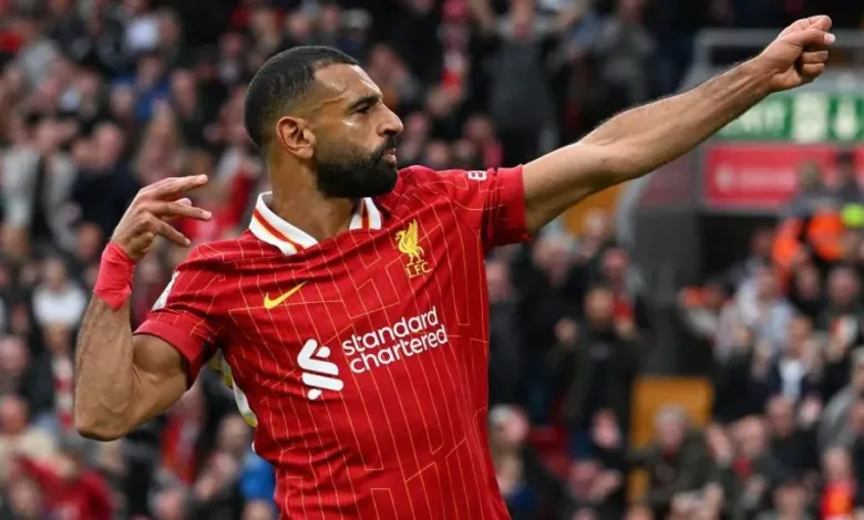 Mohamed Salah celebrates a goal