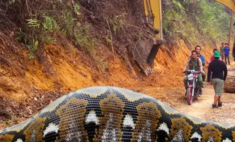 fake giant snake workers photo