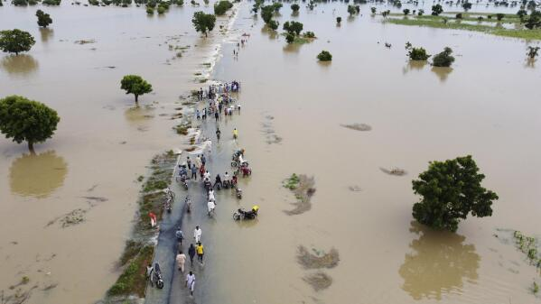 Victims of the flood being evacuated