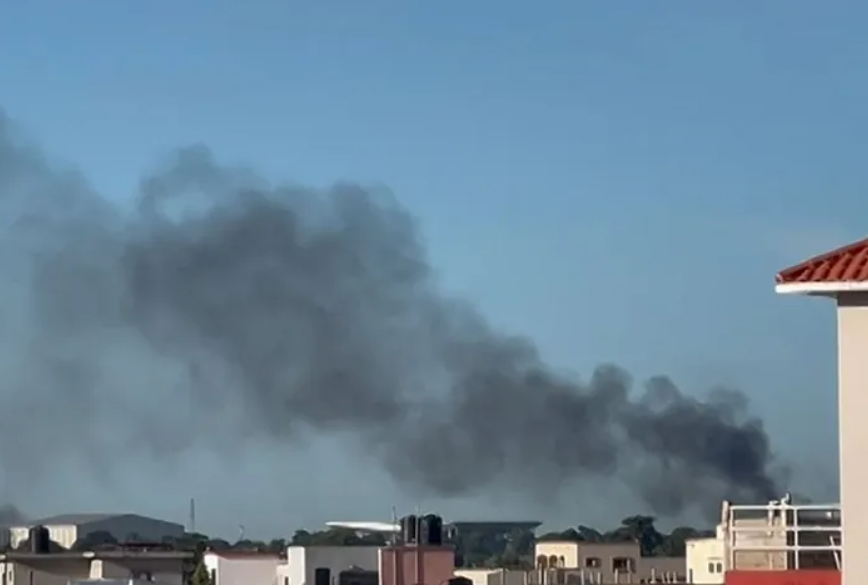 Black smoke rises from the scene of the attack