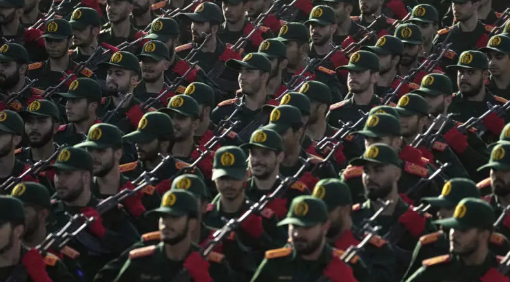 Iran revolutional guards marching during a parade