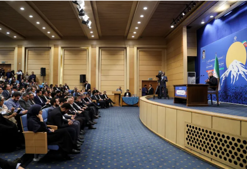 Iranian president,Masoud Pezeshkian in a news conference with local and foreign media