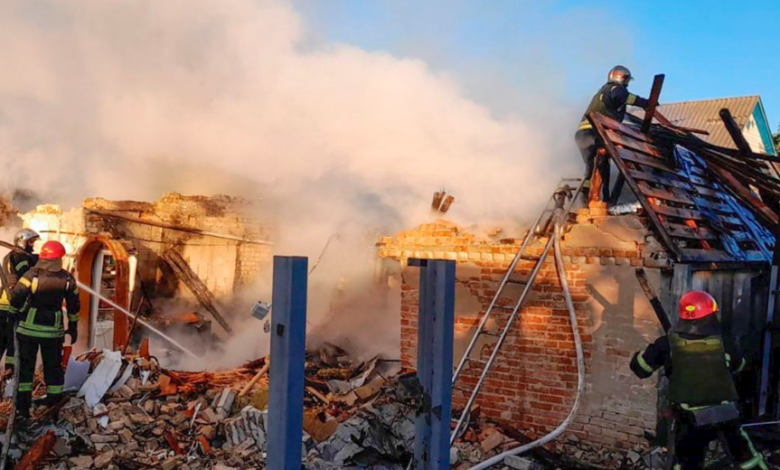 Rescuers putting out fire in Lviv after Russia air strike