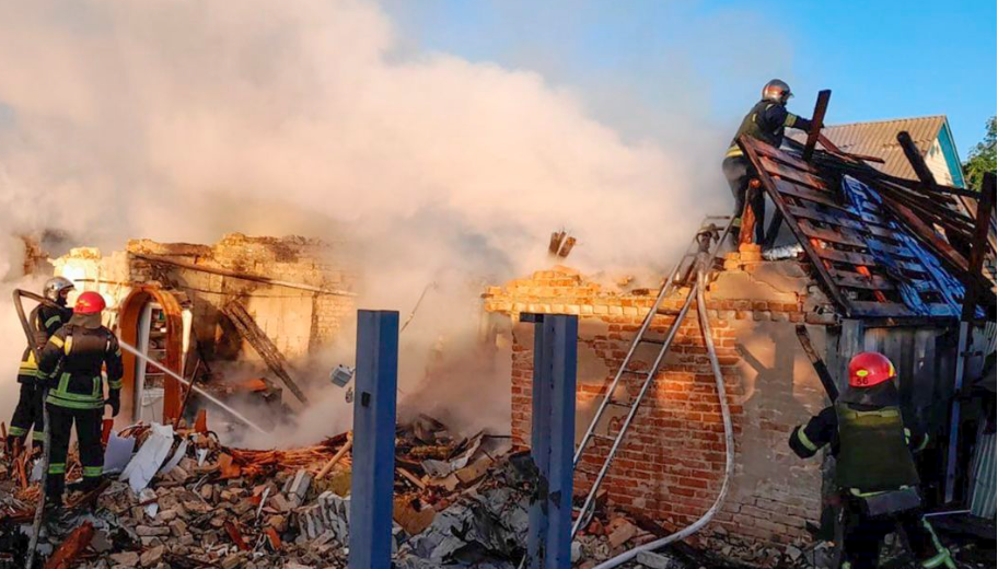 Rescuers putting out fire in Lviv after Russia air strike