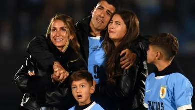 Luis Suarez's family gathered on the pitch before the game to watch tributes on the big screen