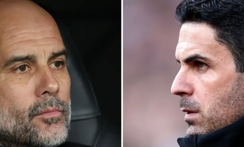 Pep Guardiola (left) and Arsenal counterpart Mikel Arteta (right)