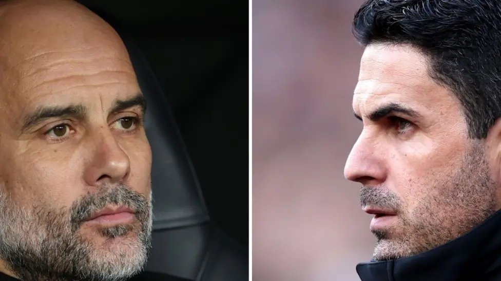 Pep Guardiola (left) and Arsenal counterpart Mikel Arteta (right)