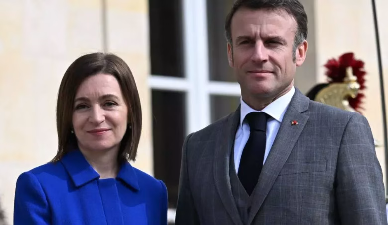 France president Emmanuel Macron and Moldova President Maia Sandu