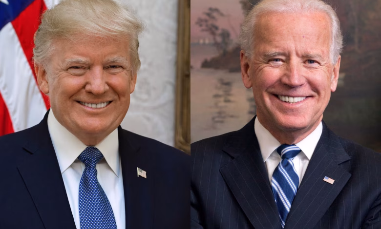 US President Donald Trump and Ex President Joe Biden