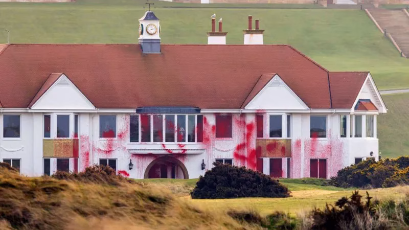 Red paint and pro-Palestine graffiti covered the Trump Turnberry resort