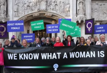 Campaigners gathered outside the Supreme Court