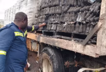 Trailer Carrying Bottled Water Catches Fire