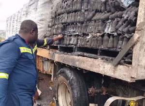 Trailer Carrying Bottled Water Catches Fire