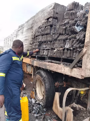 Trailer Carrying Bottled Water Catches Fire