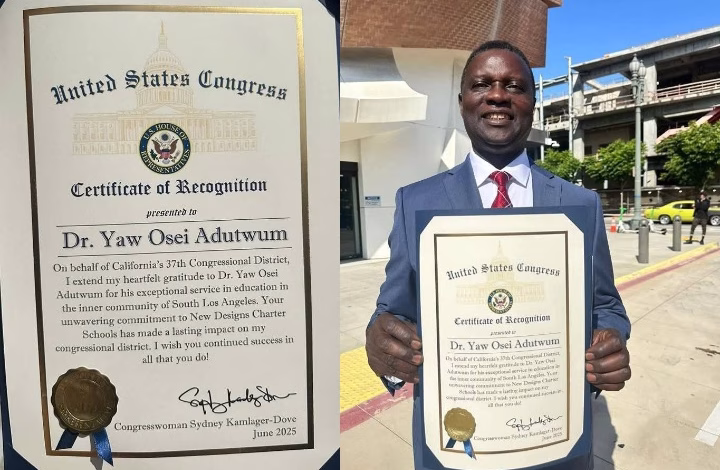 Dr. Yaw Osei Adutwum Honoured By U.S. Congress