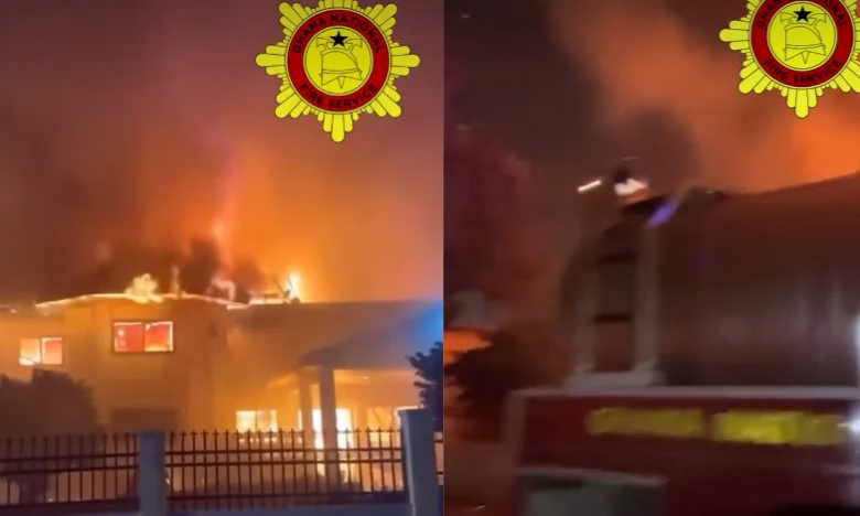 Accra Tourist Information Centre on fire