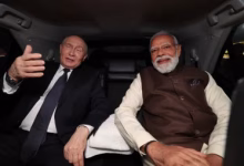 Russia's President Vladimir Putin is welcomed by Indian Prime Minister Narendra Modi