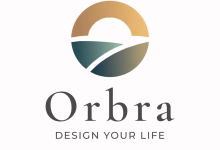 A white graphic displays the Orbra logo above the words “Orbra” and “DESIGN YOUR LIFE.”