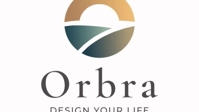 A white graphic displays the Orbra logo above the words “Orbra” and “DESIGN YOUR LIFE.”