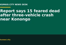Report says 15 feared dead after three-vehicle crash near Konongo