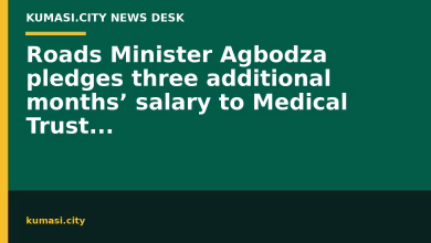 Roads Minister Agbodza pledges three additional months’ salary to Medical Trust Fund