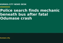 Police search finds mechanic beneath bus after fatal Odumase crash